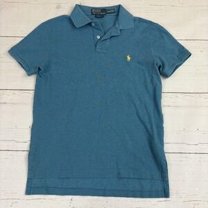 Polo Ralph Lauren Polo Shirt Mens S Blue Custom Fit Cotton Logo Short Sleeve